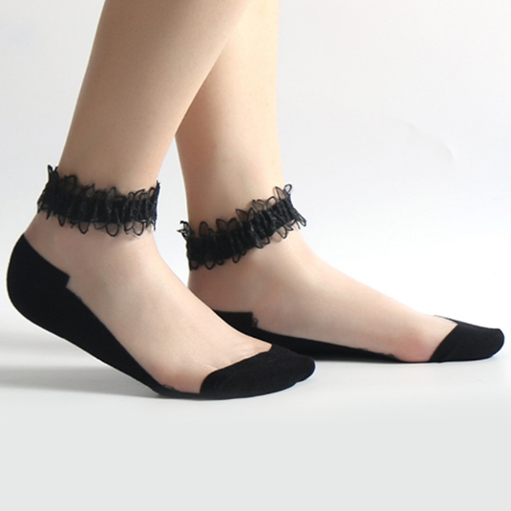 Invisibility Sock Loafer - امرأة الدانتيل جورب قصير رقيقة الجوارب