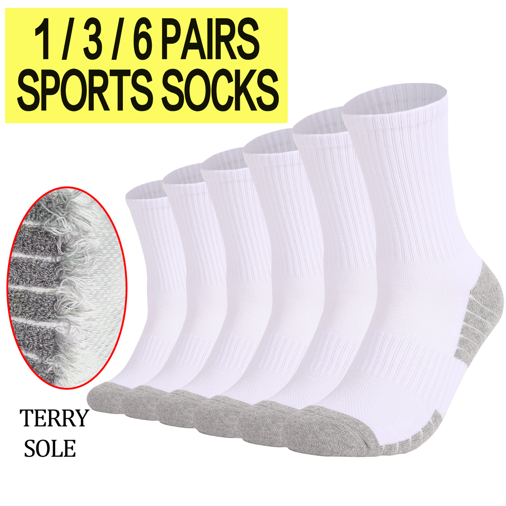 Athletic Sock Cushion - 1/3/6 أزواج سميكة الرجال النساء جوارب