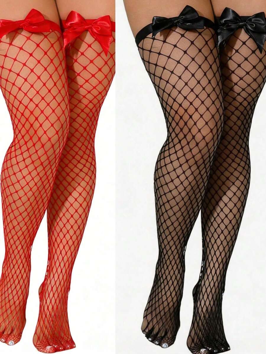Knee High Sock Women - جوارب شبكية طويلة فوق الركبة بتصميم