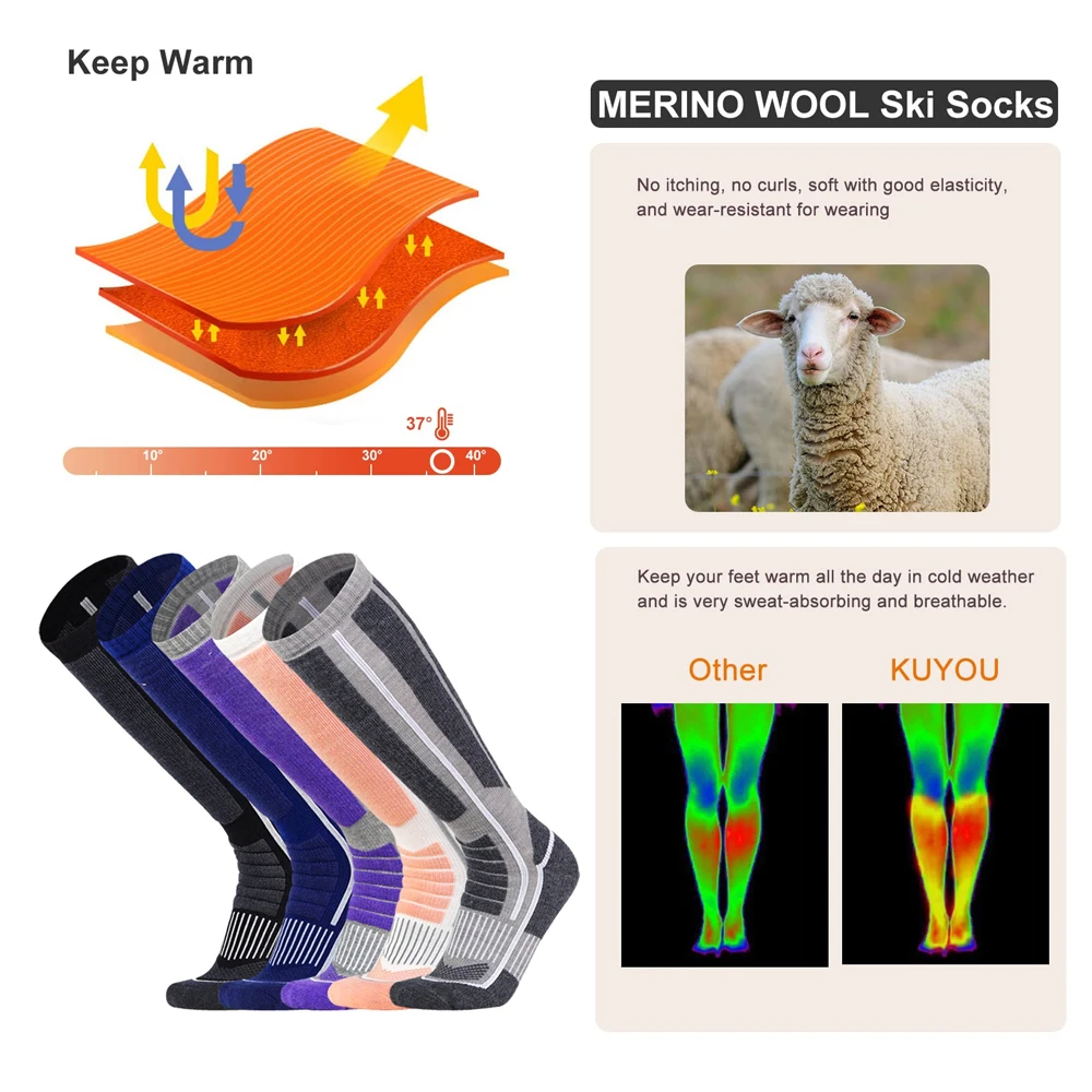 1 زوج ميرينو الصوف الجوارب الح - مراجعة Wool Hiking Sock وسعره